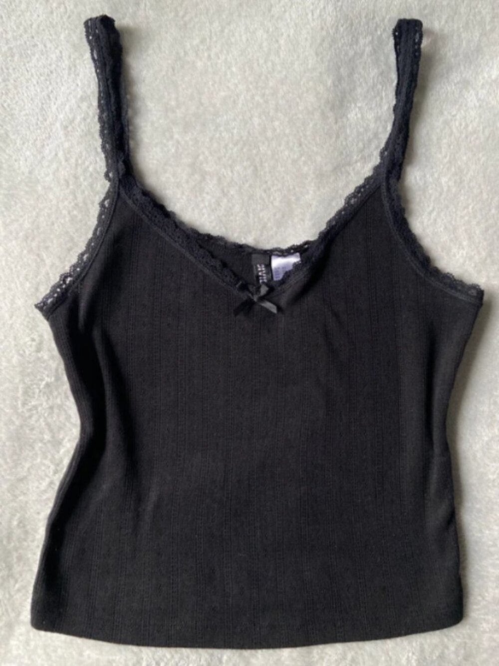 H&M Black Lace Bow Top